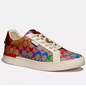 Coach low line rainbow Colorful Monogram CC sneakers Size 6